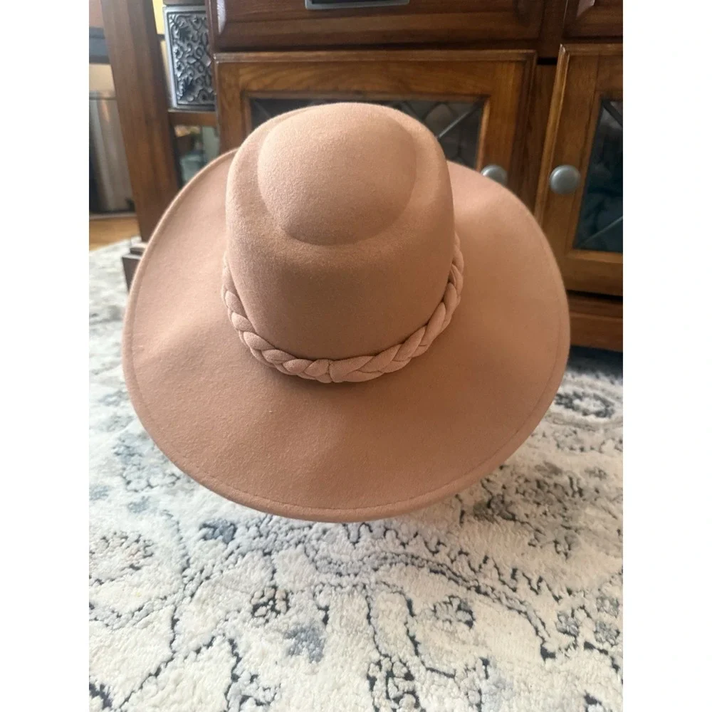 A New Day Women's The Fleur Hat Dusty Mauve 100% Wool Adjustable Braided Rim